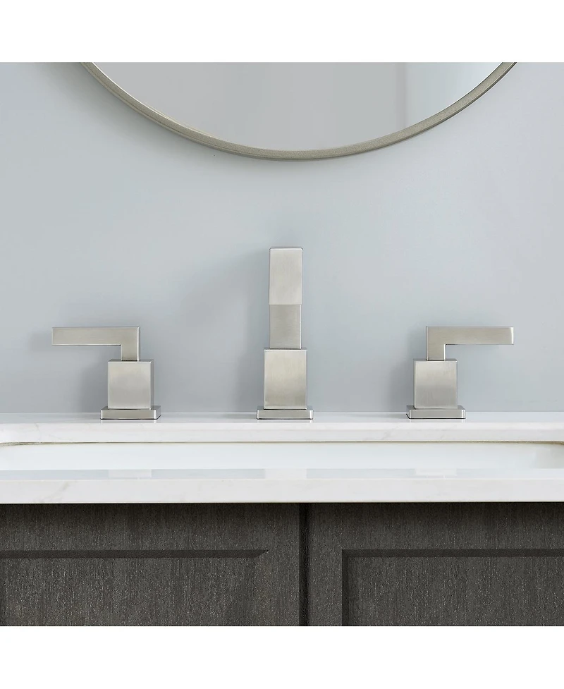Phying Brushed Nickel Widespread Bathroom Faucet, Waterfall Bathroom Faucets for Sink 3 Hole, 2-Handles Modern Vanity Faucet