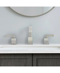 Phying Brushed Nickel Widespread Bathroom Faucet, Waterfall Bathroom Faucets for Sink 3 Hole, 2-Handles Modern Vanity Faucet