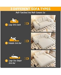Maison Boucle 78.7'' Teddy 2-Seat 3-in-1 Sleeper Sofa, Foldable Foam Sofa Bed