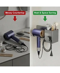 Phying Wall Mounted Hair Dryer Storage Rack Multifunctional Hair Tool Organizer Shelf For Hairdryer Hairbrush Home Bathroom And Salon Use