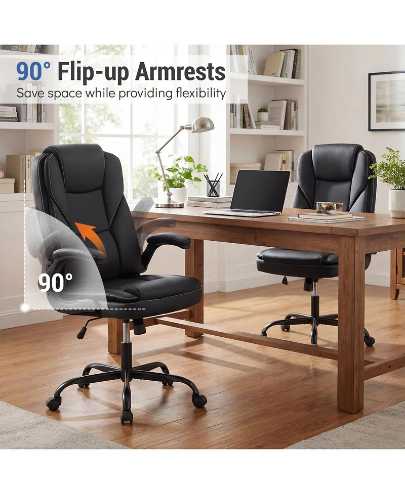 Slickblue Ergonomic Leather Computer Desk Chair for Home Office Comfort