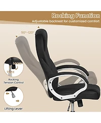 Slickblue Leather Office Chair with Rocking Backrest and Mesh Support