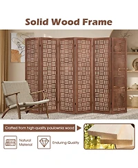 Slickblue 6-Panel Wooden Room Divider for Privacy and Decor
