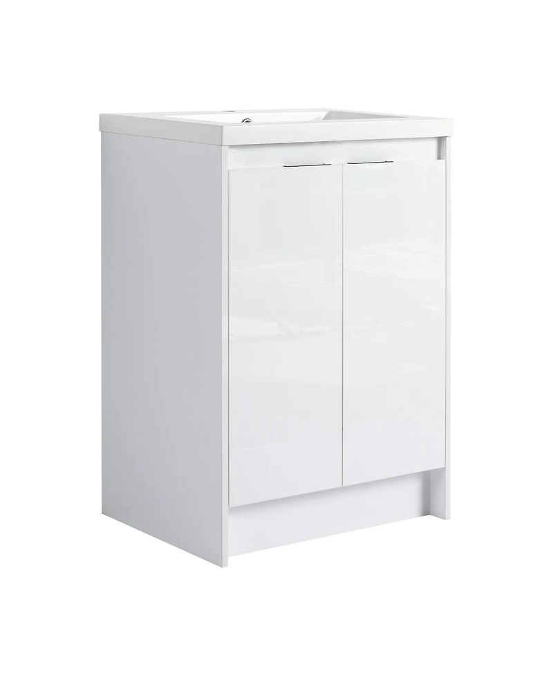 Sillysis 71 Inch Modern Double Bathroom Vanity with Resin Sinks, Soft Close Doors, Scratch and Water-Resistant Cabinet, Side Storage