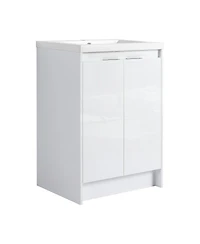 Sillysis 71 Inch Modern Double Bathroom Vanity with Resin Sinks, Soft Close Doors, Scratch and Water-Resistant Cabinet, Side Storage