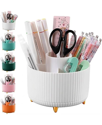 Sevorley 5-Slot Rotating Pencil Holder, 360-Degree Desk Organizer for Office
