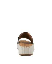 Spring Step Women's Rhydian Slip-On Leather Wedge Sandals - Perforated Flower Design, Cushioned Footbed