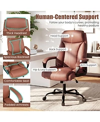 Slickblue Heavy Duty Leather Computer Chair with Executive Back Support