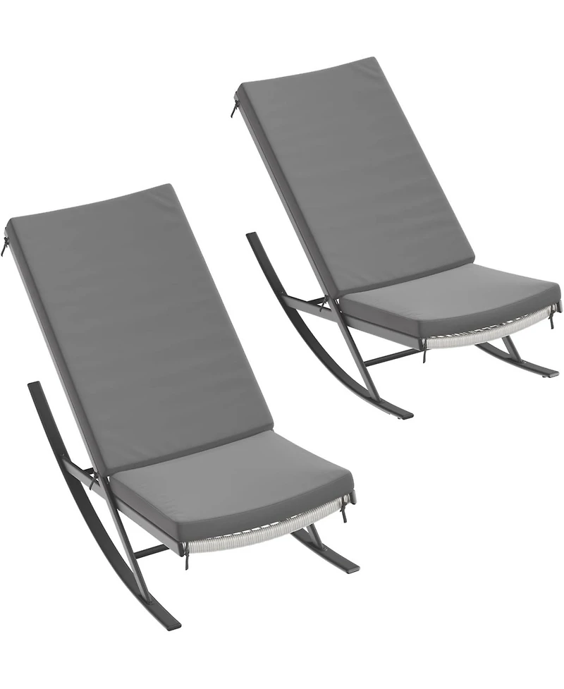 gaomon 2-Piece Rattan Cushioned Outdoor Rocking Chair Set