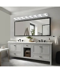 Midola 52" Modern 8-Light Led Vanity Light, Square Acrylic Lampshades Wall Mount Fixture for Bathroom, Mirror Lighting