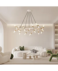 Midola 41" Modern Chandelier Light Fixture, Branch Design with Frosted Tubes, Cords, Adjustable Height Pendant Light
