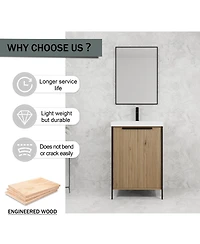 Sillysis Modern Freestanding Bathroom Vanity with Resin Sink, Soft Close Door, Adjustable Shelf, Plywood Cabinet