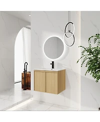 Sillysis Modern Wall Mounted Bathroom Vanity with Ceramic Sink, Soft Close Doors