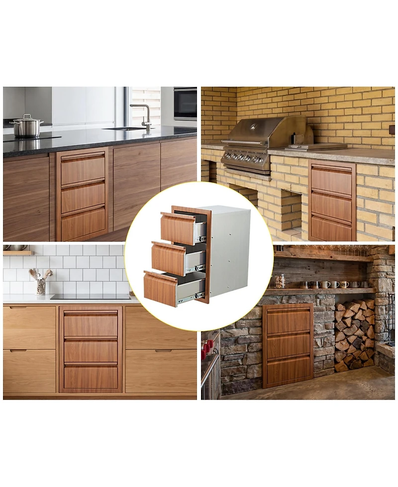homfan Triple Drawer Storage Cabinet for Outdoor Kitchen Island