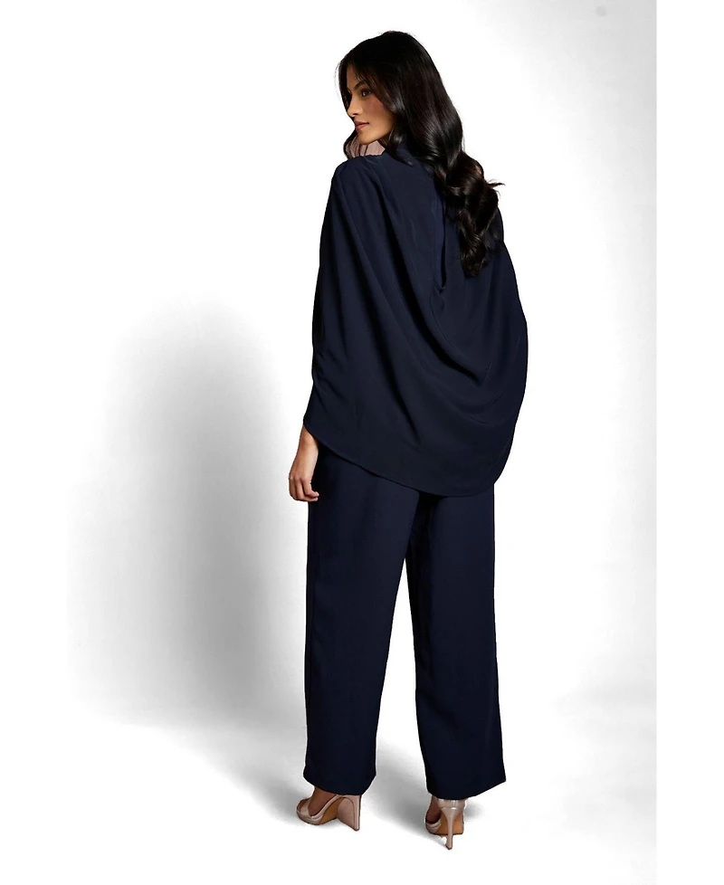 Coast Women's High Neck Cape Wide Leg Jumpsuit