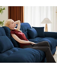 Maison Boucle 93.7'' Wide Velvet Loveseat Sofa, Modern 2 Seater Couch with Pillows