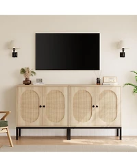 homfan 2 Piece Freestanding Chest of Drawers with 2 Doors and Adjustable Shelf, Metal Legs, Modern Storage Cabinet