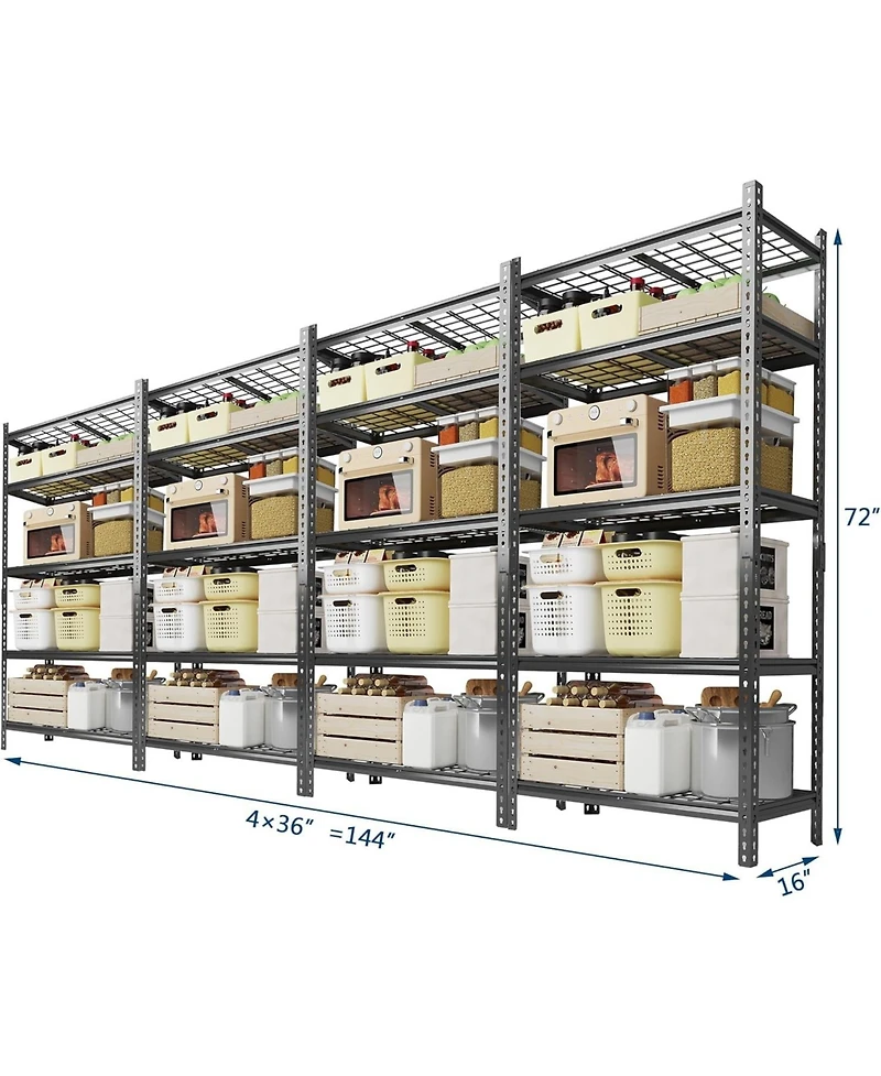 homfan Set of 4 Storage Shelves, 72 Inch Heavy Duty Metal Shelving Unit with Adjustable Shelves for Basement, Warehouse, Pantry, Closet, Kitchen