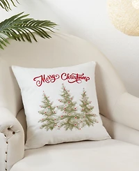 Saro Lifestyle Merry Christmas Trees Decorative Pillow, 18" x 18"
