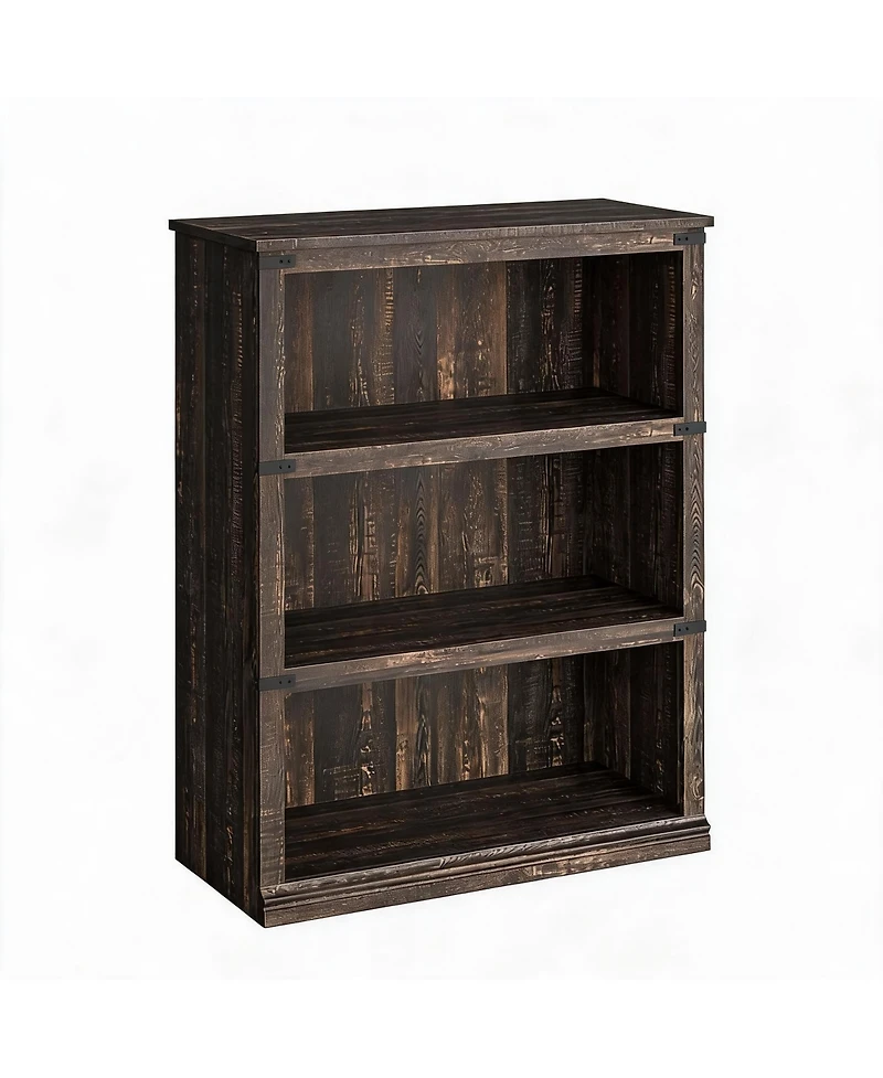 homfan 40 Inch 3-Tier Farmhouse Open Bookshelf Wooden Display and Storage Bookcase for Living Room and Bedroom
