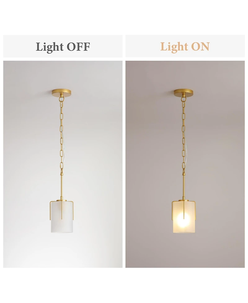 Midola Modern Pendant Light with Frosted Glass Shade, Adjustable Height, Compatible with Flat/Vaulted/Curved Ceilings, E26 Base (Max 60W) for Home