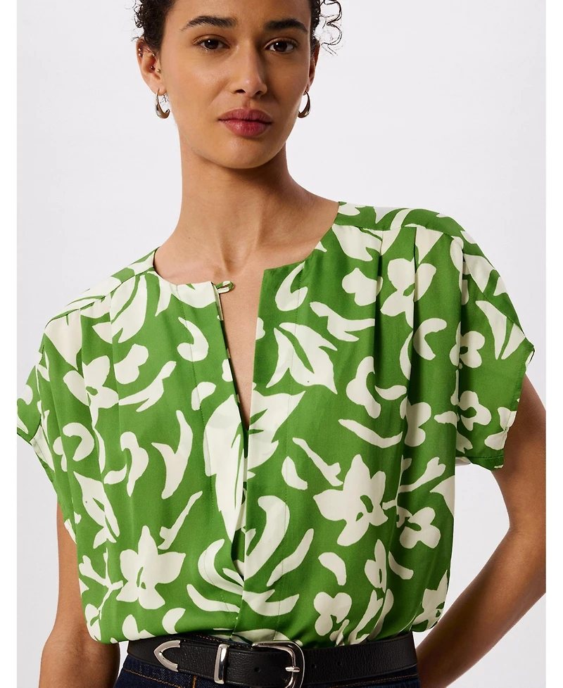 Whistles Women's Floral Keyhole Blouse