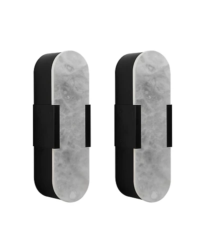 Busdays Set of 2 Marble Wall Sconce 13.8 Inch Modern Indoor Bathroom Lighting for Living Room Bedroom Hallway Stairs