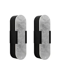 Busdays Set of 2 Marble Wall Sconce 13.8 Inch Modern Indoor Bathroom Lighting for Living Room Bedroom Hallway Stairs