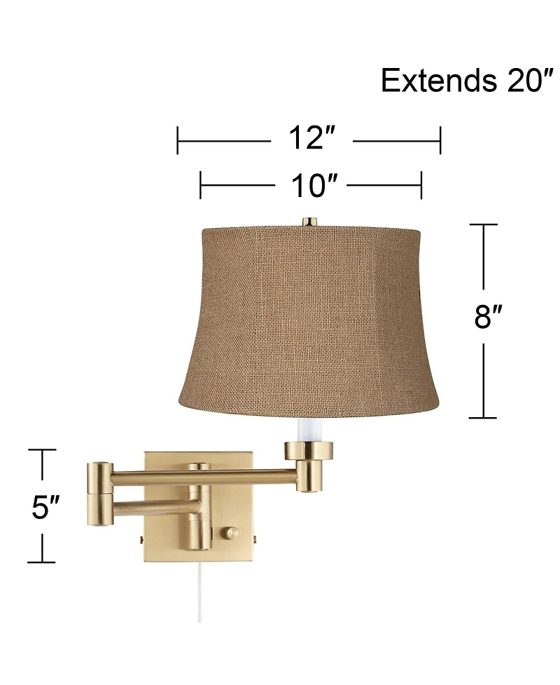 Barnes and Ivy Alta Plug-In Swing Arm Wall Lamp with Burlap Drum Shade