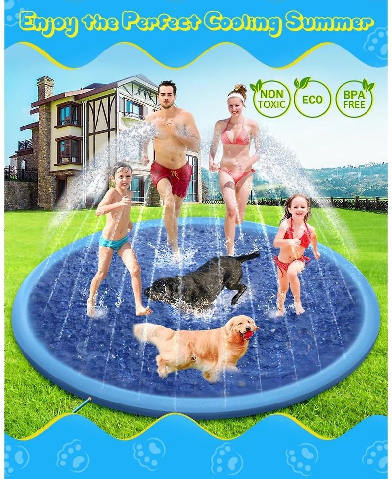 Aofar Splash Pad Sprinkler Pool for Dogs Kids