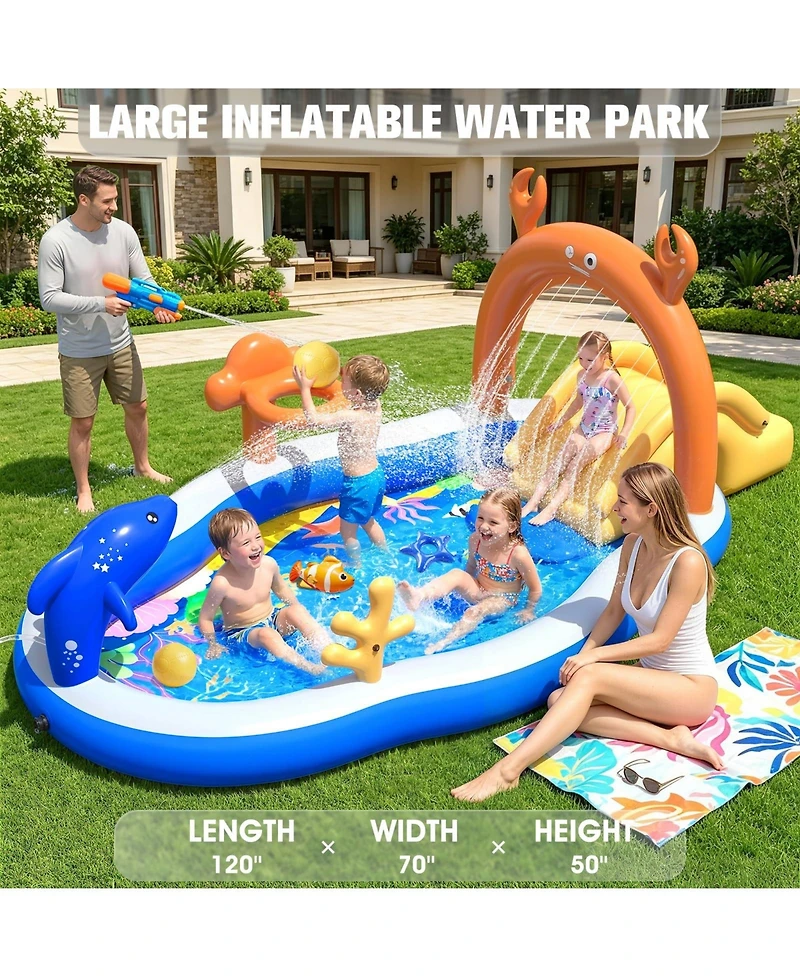 Aofar Inflatable Play Center Pool Water Slide Sprinkler