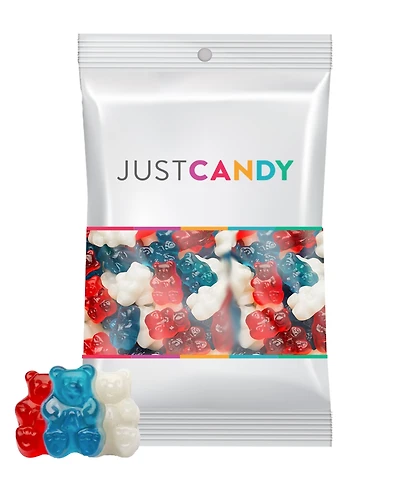 Just Candy 100 Pcs Patriotic Candy Red, White, and Blue Freedom Gummi Bears (1 lb) - 4th of July