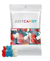 Just Candy 100 Pcs Patriotic Candy Red, White, and Blue Freedom Gummi Bears (1 lb) - 4th of July