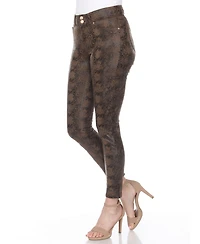 White Mark Women's Snake Print High Rise Ankle Pants