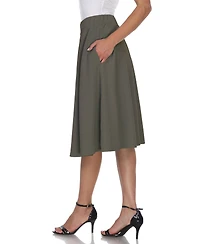 White Mark Women's Flared Pull-On Midi Skirt