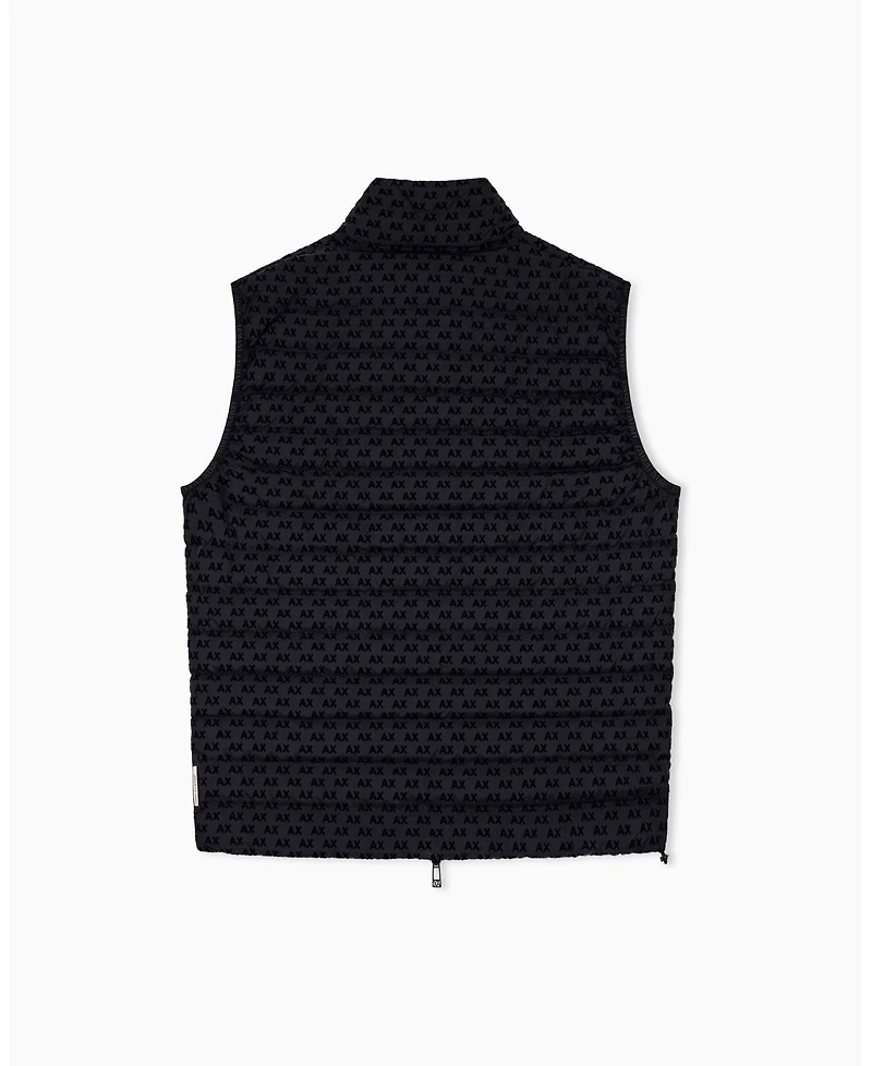 A|X Armani Exchange Men's All Over Logo Flocked Down Vest