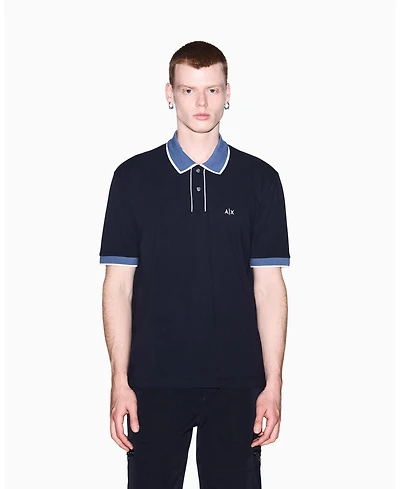 A|X Armani Exchange Men's Pique Color Block Tipping Polo Shirt