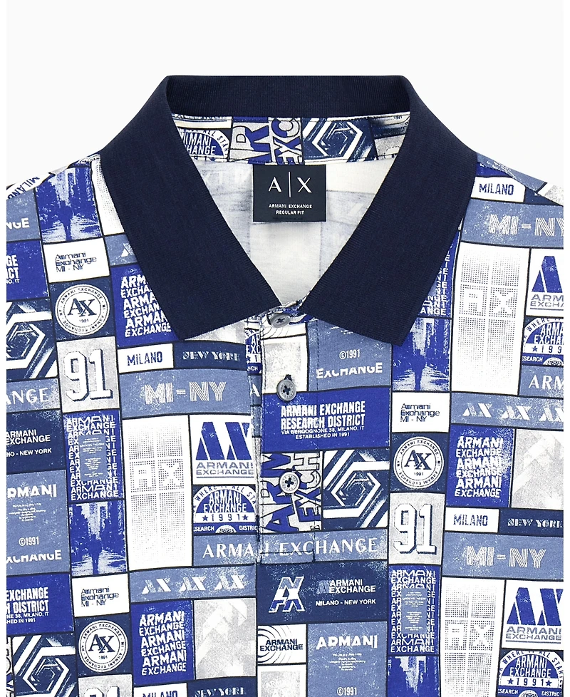 A|X Armani Exchange Men's Collage Logo Polo Shirt