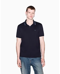 A|X Armani Exchange Men's Mercerized Tipping Johnny Collar Polo Shirt