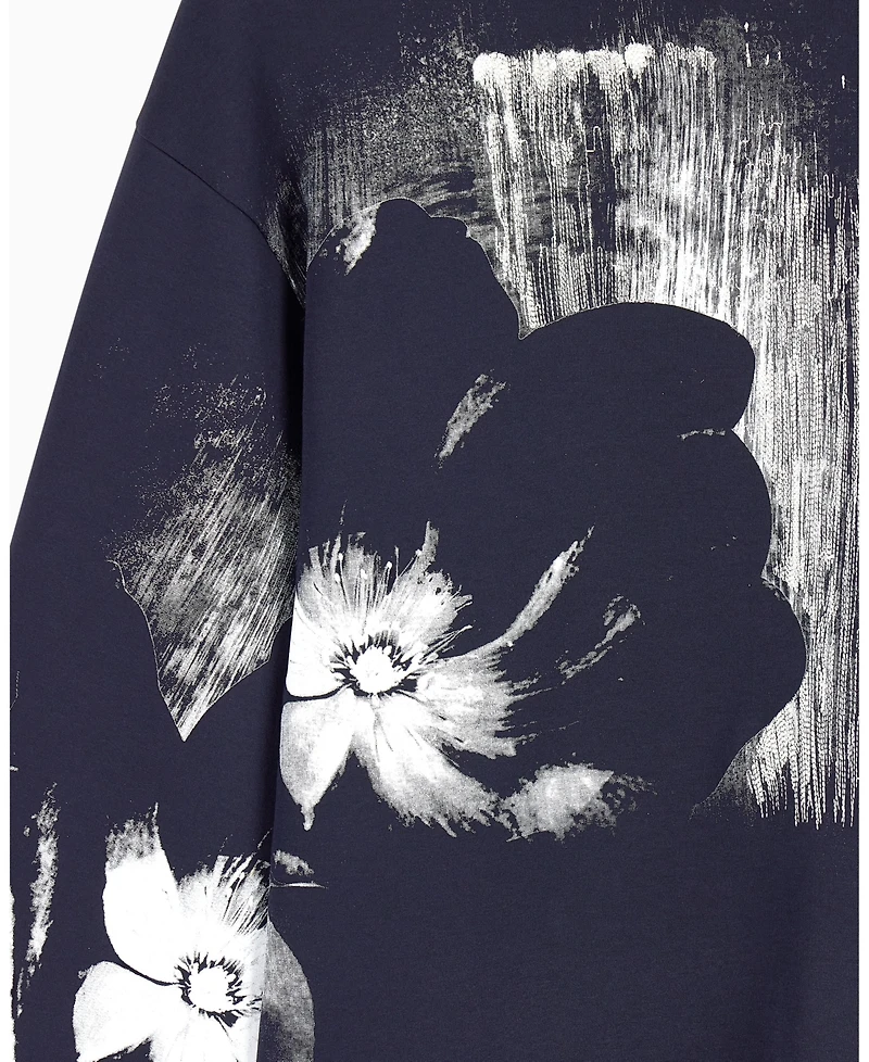 A|X Armani Exchange Men's Exposed Flower Bonded Cotton Crewneck Sweatshirt