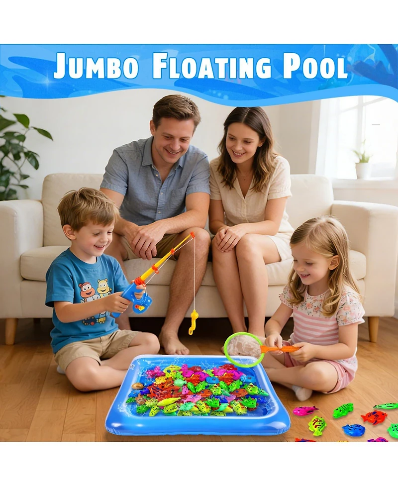 Gnuadz 20 Fish Fishing Game Set Kids Water Bath Toy Pool Pole Rod Net Floating Fish Toddler Gift