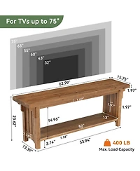 Tribesigns Solid Wood Tv Stand TVs, Farmhouse Entertainment Center with Storage Shelf, Wooden Media Console Television Stand