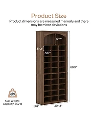 Tribesigns Tall Shoe Cabinet, 30-Cube Large Capacity Shoe Organizer with Arched Display Shelf, Rustic Entryway Storage