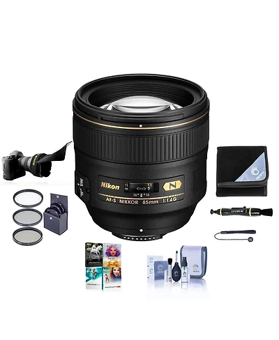 Nikon 85mm f/1.4G If Af-s Nikkor Lens - Bundle with 77mm Filter Kit, Flex Lens Shade, Lens Wrap 15x15, Cleaning Kit, LensPen Lens Cleaner, Cap