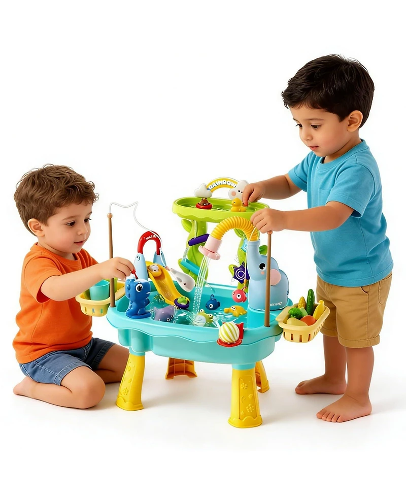 Gnuadz 4-in-1 Water Table Sensory Electric Pump Faucet Kitchen Play Sinks Food Fishing