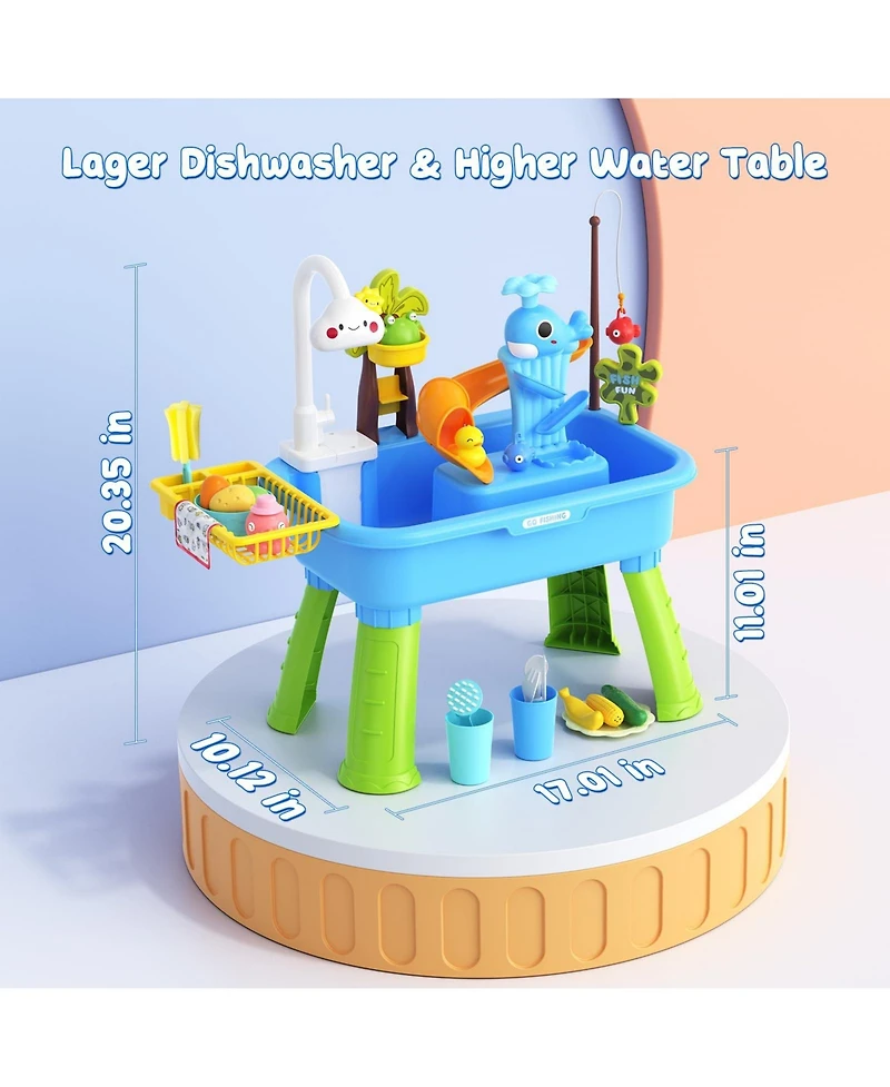 Gnuadz Water Table Kids Pump Activity Pool Play Sink Fishing