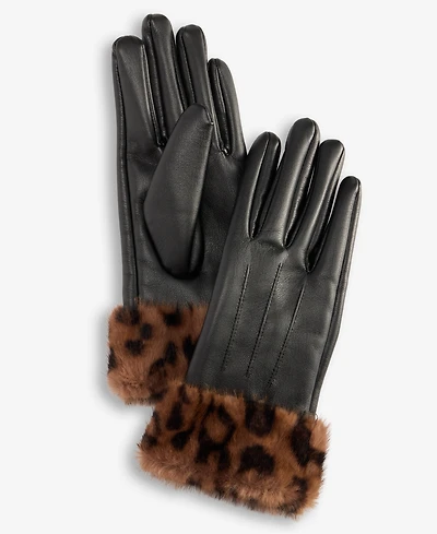 I.n.c. International Concepts Women's Animal-Print Faux-Fur-Cuff Gloves, Macy's Exclusive