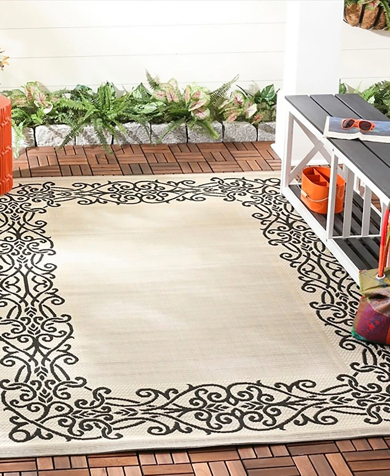 Safavieh Courtyard CY1588 Sand and Black 8' x 11' Outdoor Area Rug