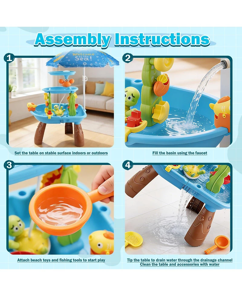 Gnuadz Water Table Sand Table Fishing Game Beach Sensory Play
