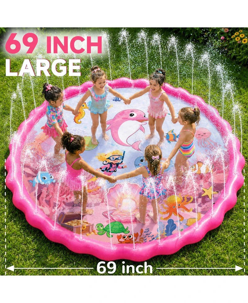 Aofar 69" Non-slip Splash Pad Sprinkler Pool Water Play Mat